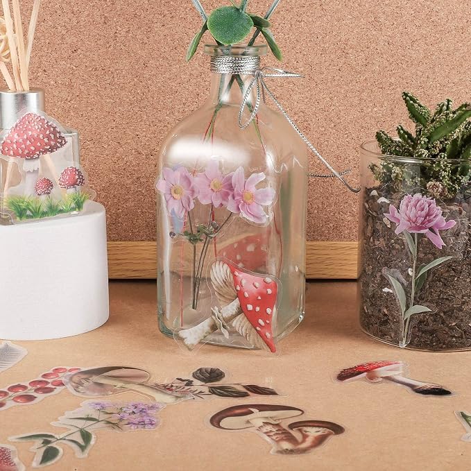 pengxiaomei 200 Pcs Floral Scrapbooking Vintage Stickers, Self-Adhesive Flowers Stickers for Journaling Card Making Scrapbook Style Wall Notebook Letters Window DIY (Mixed Style) Assorted, Multicolor
