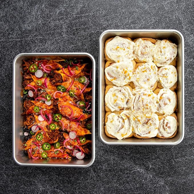Nordic Ware Natural Aluminum Commercial Rectangular Cake Pan, Exterior dimensions 12.9 x 9.5 x 2.5 inches and interior dimensions 12.1 x 8.8 x 2.5 inches
