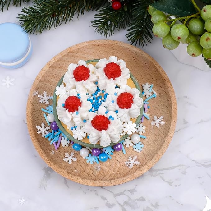 Winter Frozen Snowflake Sprinkles for Cake Decorating 5 oz, Christmas & Holiday Blue and White Sprinkles Edible Jimmies Nonpareils and Sanding Sugar for Cookies, Baking, Cakes, Cupcakes Desserts Decorating