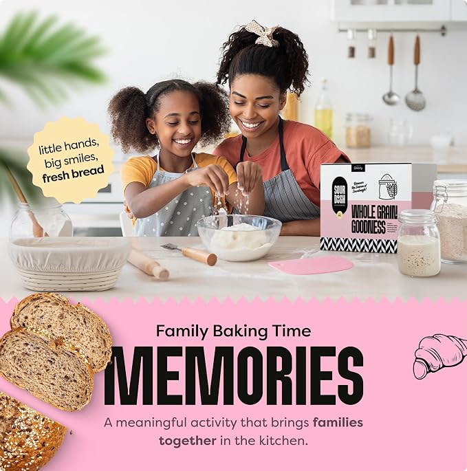 Baketivity Sourdough Multigrain Spelt Bread Kit β Kids & Family STEM Baking Kit with Whole Grains & Recipes, Educational DIY Bread Making Kit, Birthday Gifts for Kids