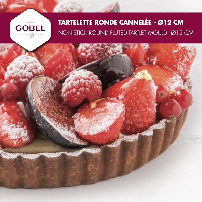 Paderno World Cuisine 4.75" Fluted Non-Stick Tart Pan with Removable Bottom 4.75 Inch