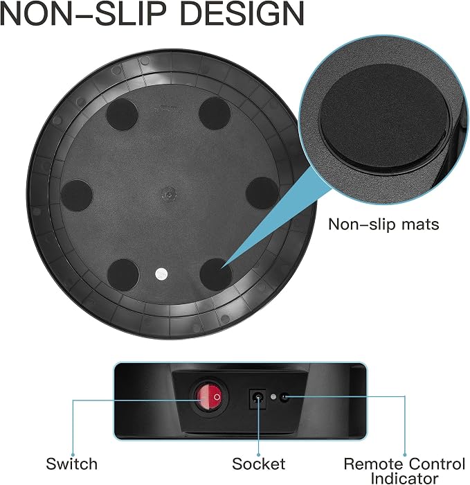 Rotating Display Stand 16.5'' Large Motorized Turntable Stand Spinning Photography Turntable(Black Wired)
