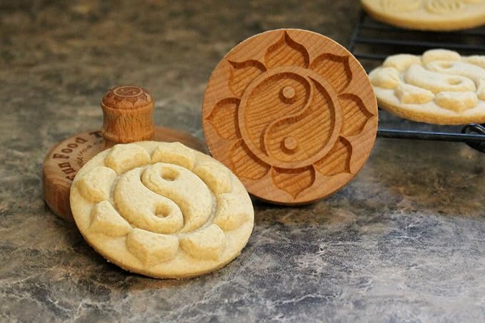 Wood Cookie Stamp, 2.5 Inch (Yin Yang Lotus CS-034)
