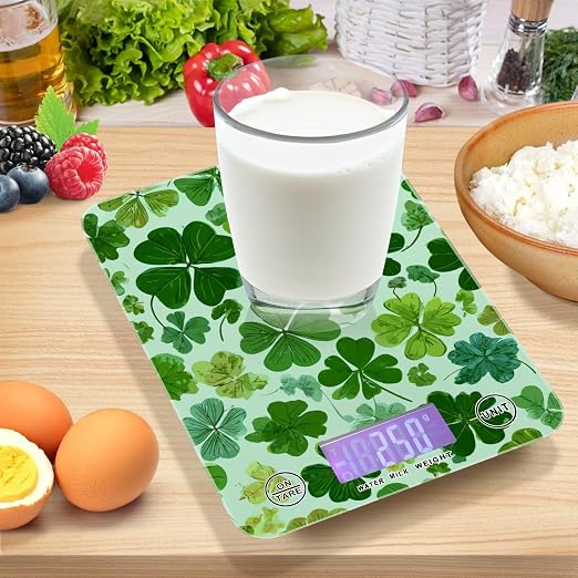 Food Scale Kitchen Scale Food Weight Scales Digital Weight Grams and Ounces Small Electronic Food Scale for Baking Cooking Green Nature St Patrick Clovers