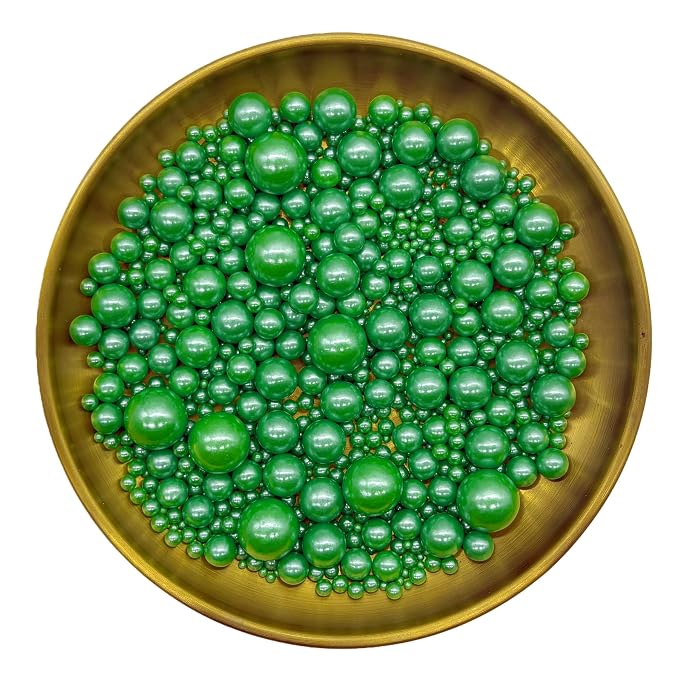 Dynastang Mixed Size Dark Green Pearls Sprinkles Edible Pearls Cake Decorating Pearls Cake Decorations Cupcake Toppers Decorating Perfect for Cakes, Cupcakes, Desserts 3OZ