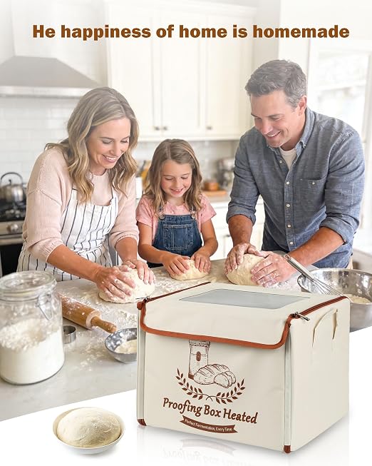 Folding Bread Proofing Box,with Digital Thermometer & Hygrometer, 55-133°F Precision Temp Control, 48H Timer, Even Heat for Sourdough, Yogurt, Kombucha, Pizza & More