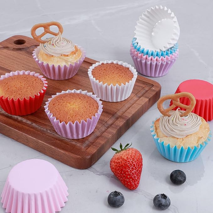 Caperci Heavy Duty Standard Purple Cupcake Liners 150 Counts - Grease-Resistant Paper Muffin Baking Cups, Odorless, No Muffin Pan Needed, Easily Peels (Orchid Bloom)