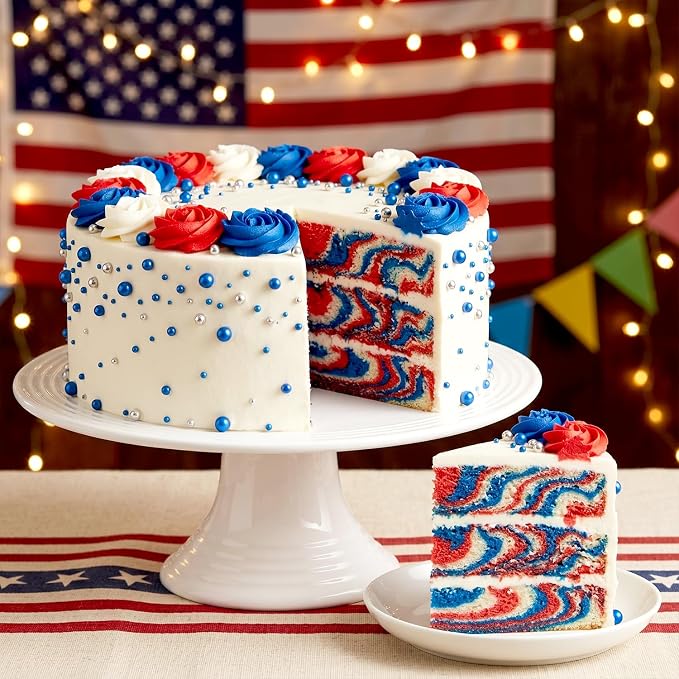 Dazzjoy Patriotic Edible Blue Ball Pearl Sugar Sprinkles, 150g/5.29oz, Blue Sprinkles for Cake Decorating, Cake Decoration & Cupcake Toppers, Wedding Party Valentines Supplies