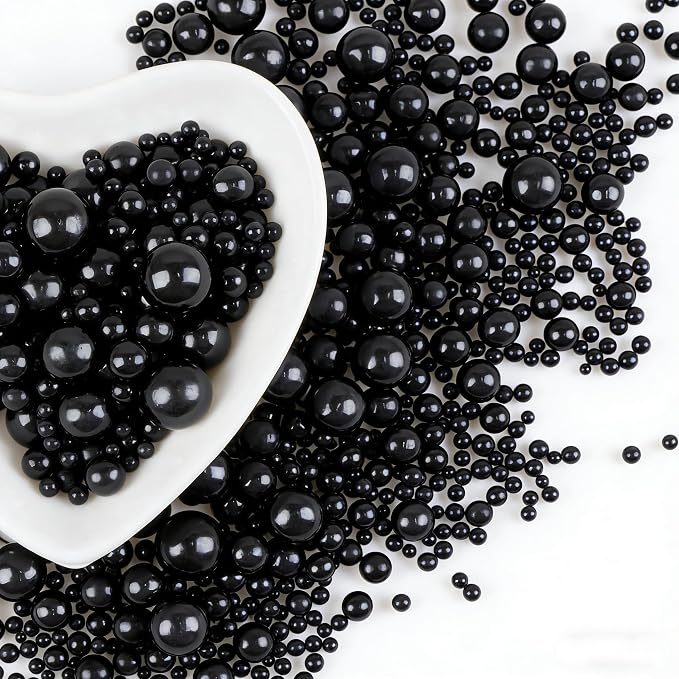 Edible Black Pearl Sugar Sprinkles, Black Pearl Sprinkles for Cake Decorating, 180g/6.35oz, Cupcake Toppers, Cake Decorations, Ice Cream, Wedding Party Halloween Supplies