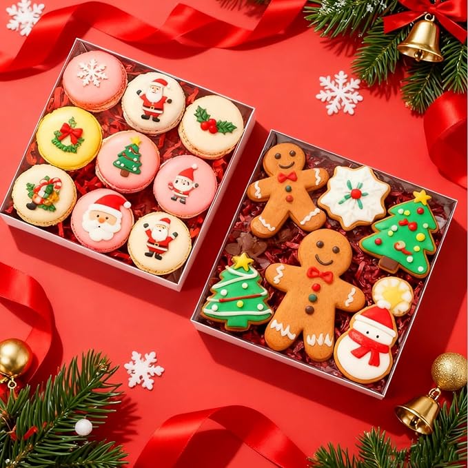 25PCS 6x6x1.25 Inches Baking Boxes with Clear display lid for Cookies,Macaron,Cakesicle,Dount,Pastry,Chocolate Covered Ores or More