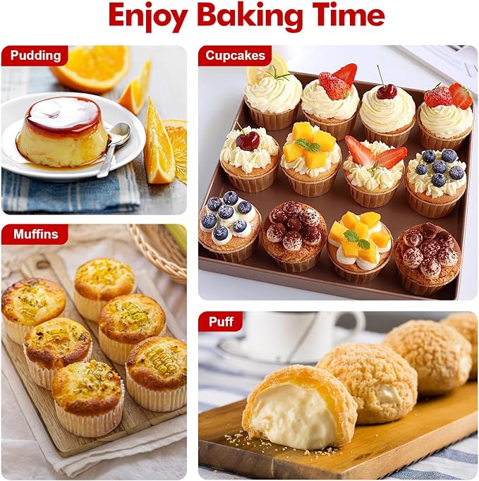RAYBIN 2 Pack Silicone Muffin Pans for Baking with Metal Frame,Nonstick 6 Cup Silicone Cupcake Pans Egg Molds, Muffin Tins Easy to Pop Egg Baking Pan for Oven,BPA Free
