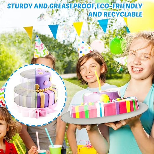 Boao 112 Pieces Cake Board Kit Sturdy Round 4, 6, 8, 10 Inch with Parchment Paper Round and Plastic Tiered Cake Dowel Rod Separator Plate for Party Wedding Birthday