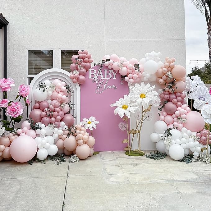 Jobkoo Boho Blush Pink Balloons - 12 Inch, 100 Pack Retro Vintage Latex Helium Balloons for Girl Baby Shower Anniversary Wedding Birthday Party Decor