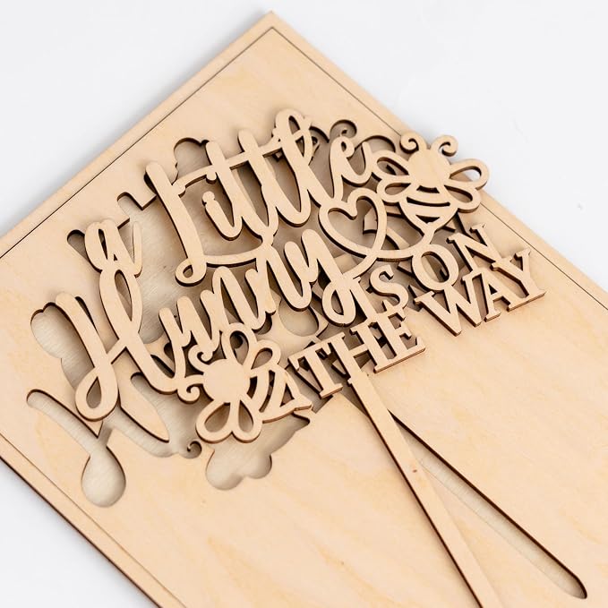 ZAIBIANHAO A Little Hunny Is On The Way Cake Topper - Bee Theme Cake Decorations,Wooden Cake Topper for Baby Shower Party Supplies,Gender Reveal Photo Props