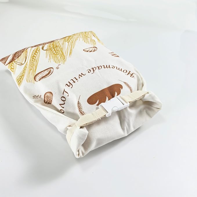 Eco-Friendly Linen Beeswax Bread Bags – Reusable, Sustainable Storage for Homemade Bread, Sourdough, Baked Goods, Fruits & Veggies (2-Pack, 12"x17", Zipper Clousure)
