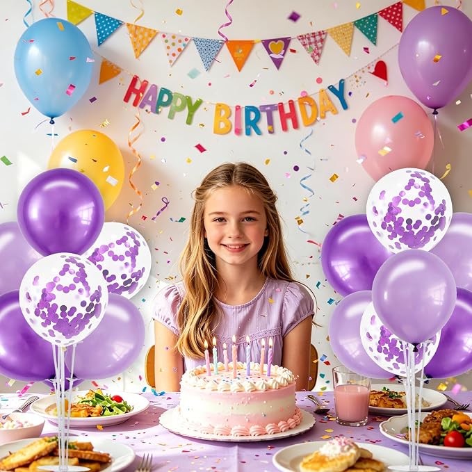 TONIFUL 4 Set Purple Balloon Stand Centerpiece Table Decorations for Birthday,Baby Shower,Engagement, Wedding,Mother's Day,Graduation,Halloween,Party Decorations