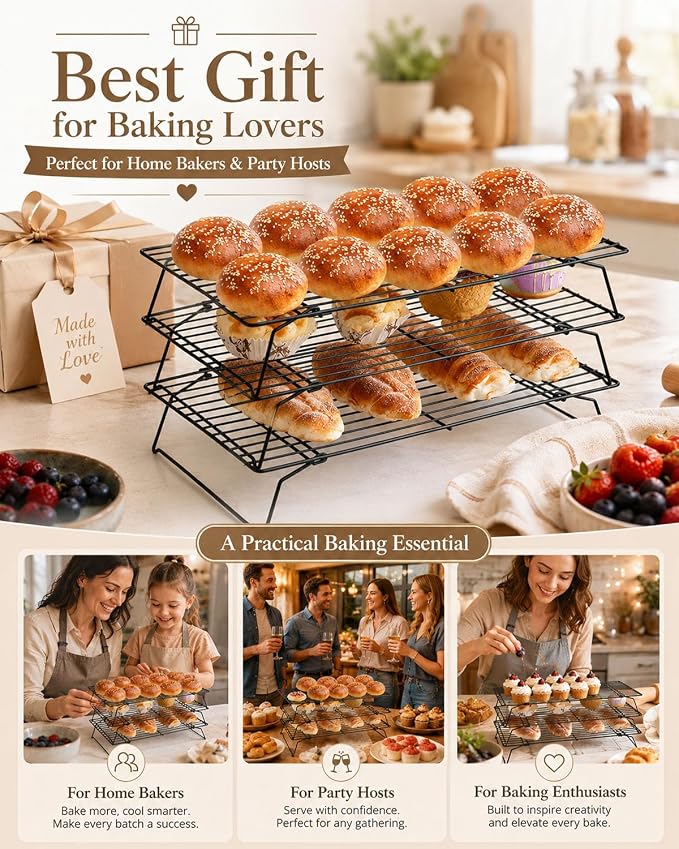 Cooling Rack, 1 Pack 3-Tier Stackable Cooling Rack Baking Rack For Oven Cooking Wire Rack For Baking Sheet, Baking Rack Cooling Rack Baking For Pies, Cookies, Pastries, Cooking And Baking