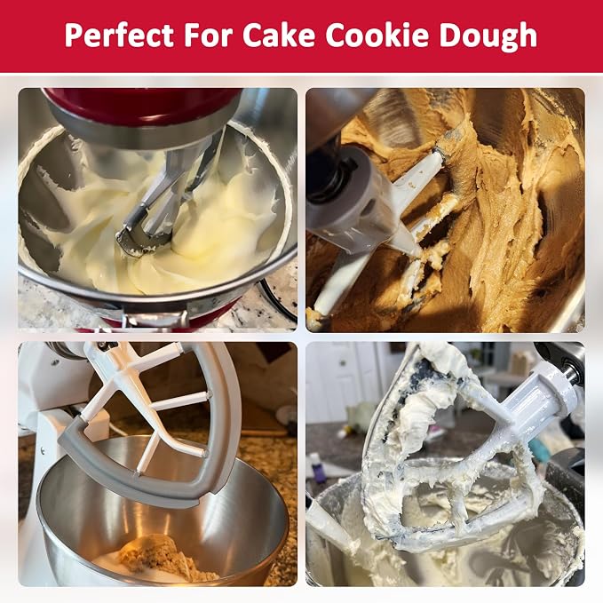 Flex Edge Beater for KitchenAid 4.5/5 Qt Tilt-Head Stand Mixer β Silicone Paddle, Dishwasher Safe, Flexible Silicone Edges Bowl Scraper For Kitchen Aid Accessories and Attachments (Grey)