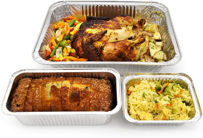 (100 Pack) Premium 2-LB Bread Loaf Baking Pans - 8.5" x 4.5" x 2.5" l Heavy Duty l Disposable Aluminum Foil Tins for Cakes Meatloaf Lasagna