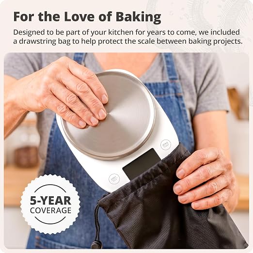 Greater Goods Digital Kitchen Scale for Baking โ Food Scale with Gram & Ounce Measurements, Easy Tare & Stable Readings, Precision Scale for Sourdough Bread, Baking & Cooking, 11 lb Capacity