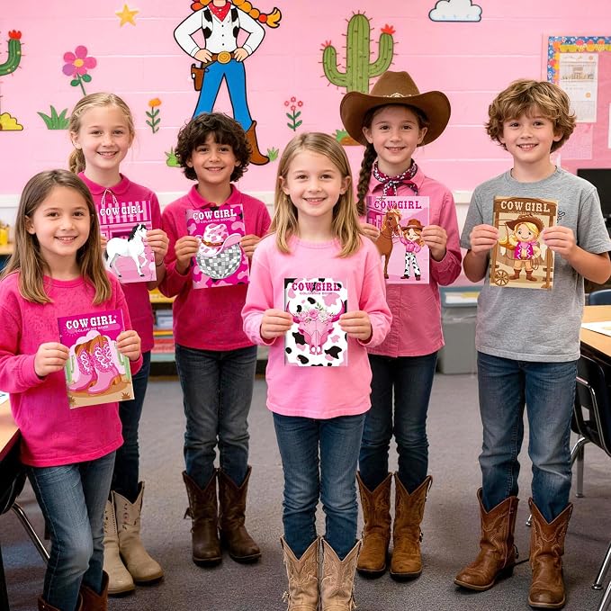 BenLouis 24 Cowgirl Mini Coloring Books Kids with 24 Stacking Crayons Western Girl Party Favors Activity Books Bulk for Kids Wild West Horse Goodie Bag Gift Stuffer Classroom Reward