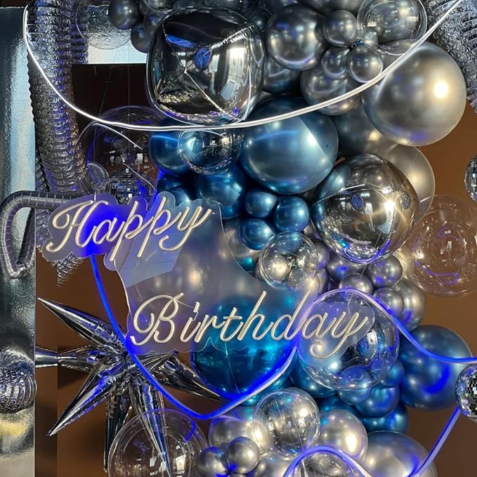 Voircoloria Metallic Blue Balloons, 66pack 12inch Chrome Blue Latex Party Balloons for Birthday Baby Shower Graduation Wedding Gender Reveal Anniversary Party Decorations