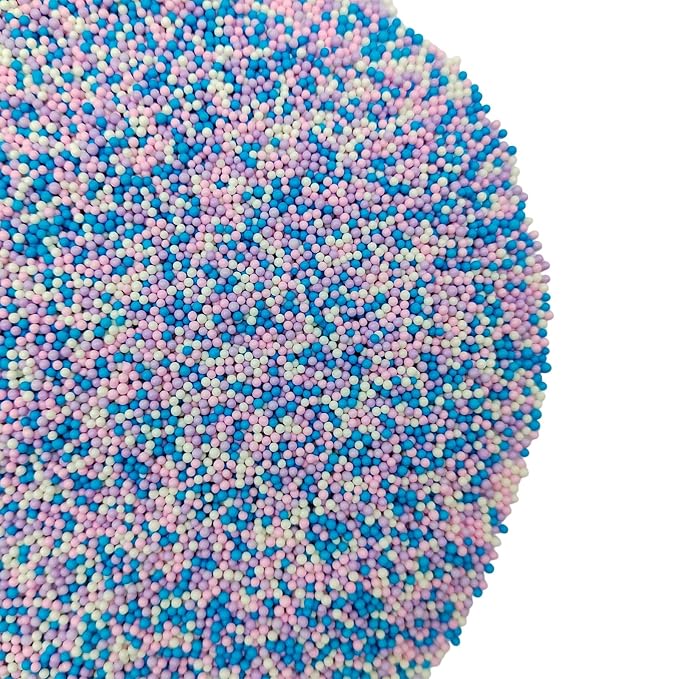 Mermaid Sprinkles Pink Blue Purple and White Nonpareils Sprinkles Edible Mini Pearl Sprinkle for Cake Decorations, Baking, Ice Cream, Cookies, Donuts and Lollipops - 2mm Sugar Pearls