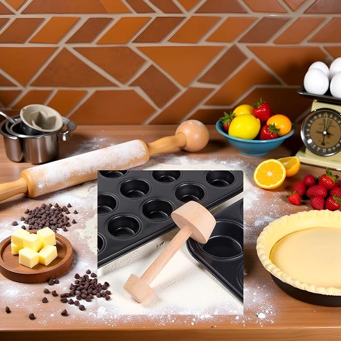GANPUB 1 Pc Tart Tamper Pastry Tamper Double Side Wooden Egg Tart Tamper Mold DIY Cake Pastry Pusher for Kitchen Party Baking Tools, Pie, Tart and Quiche Pans(It is 14.8 cm long)