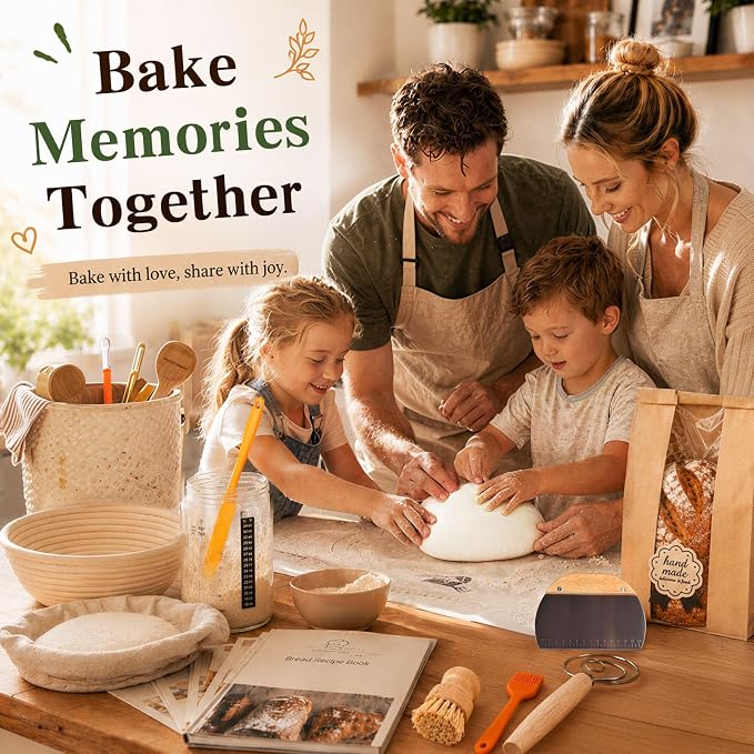 Sourdough Bread Proofing Basket Set, 47PCS Banneton Bread Proofing Set with Round & Oval Rattan Baskets, Bread Lame, Dough Scraper & Baking Tools for Beginner & Artisan Home Bakers (47)