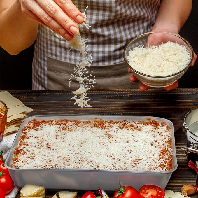 E-far Baking Pans Set of 2, 12.4” x 9.6” x 2” Stainless Steel Rectangular Cake Pans, Baking Sheet Pan for Lasagna Brownies Casseroles, Non-toxic & Healthy, Dishwasher Safe