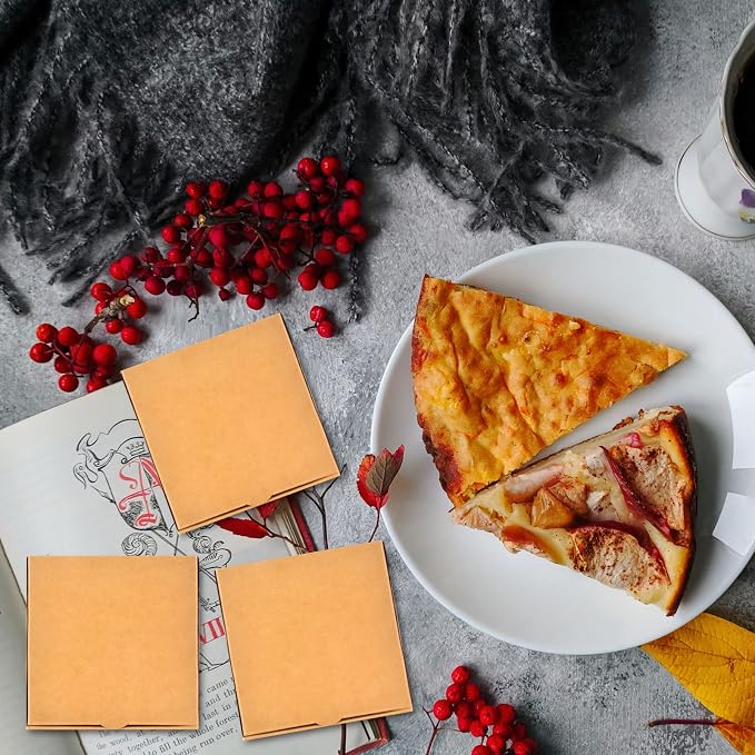 WANGDEFA 50 Pack Kraft Small Boxes - 3.5 x 3.5 Inch White Pizza & Cookie Mini Pies Party Favors