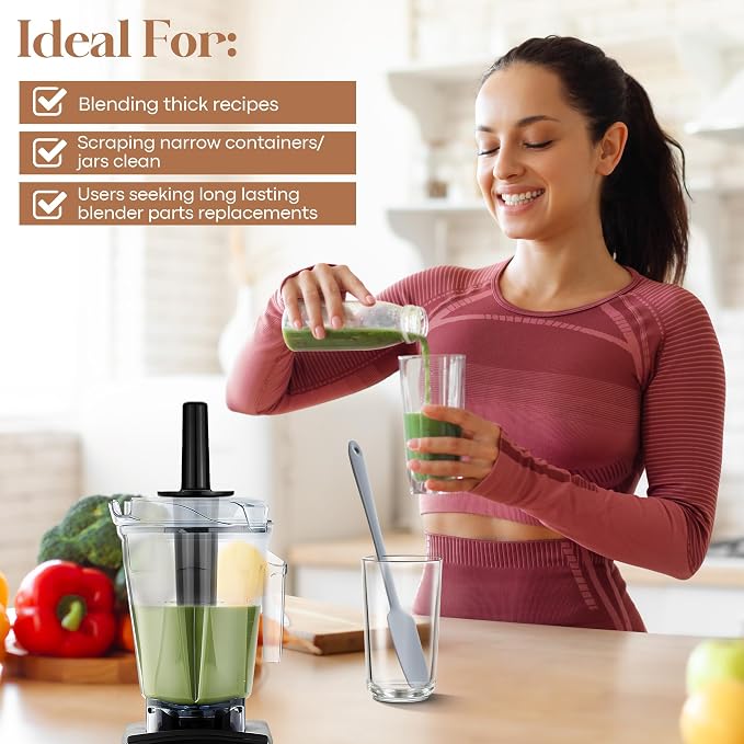 Mini Replacement Blender Tool Compatible with 32oz 48oz Containers, Durable Small Plunger Tamper & Silicone Blender Spatula Replacement for E310