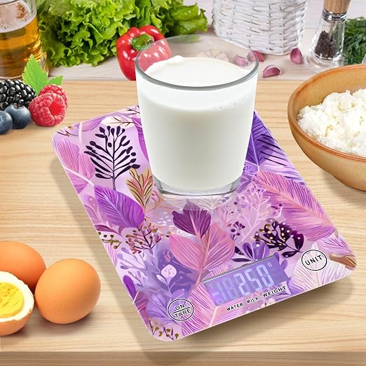 Food Scale Kitchen Scale for Baking Cooking Digital Food Weighing Measuring Scale Small Waterproof Electric Food Scale Boho Pink Leaf
