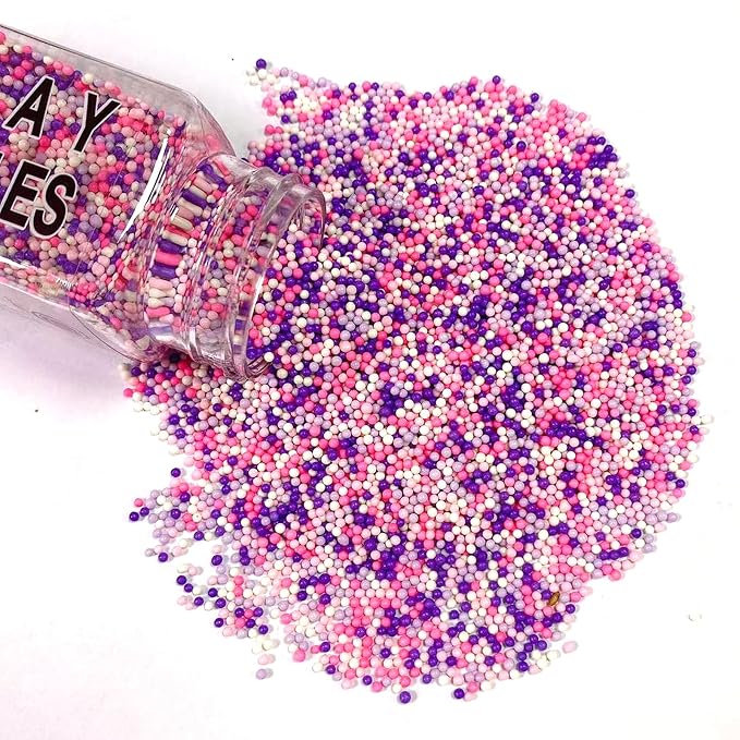 PhilaeEC Pink Purple White Nonpareils Sprinkle 2mm Mini Peals Sprinkle Edible for Cake Decoration Cupcake Topper Cookie Baking Decorations Halloween Christmas Valentine Supplies
