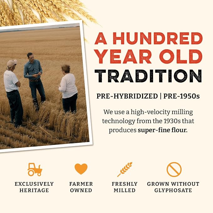 Sunrise Flour Mill Heritage Organic Bread Flour Blend - 2.0 lbs | Organic Unbleached Bread Flour Easy to Digest with Less Bloating | High Protein for Superior Baking | Smooth, Nutty Flavor