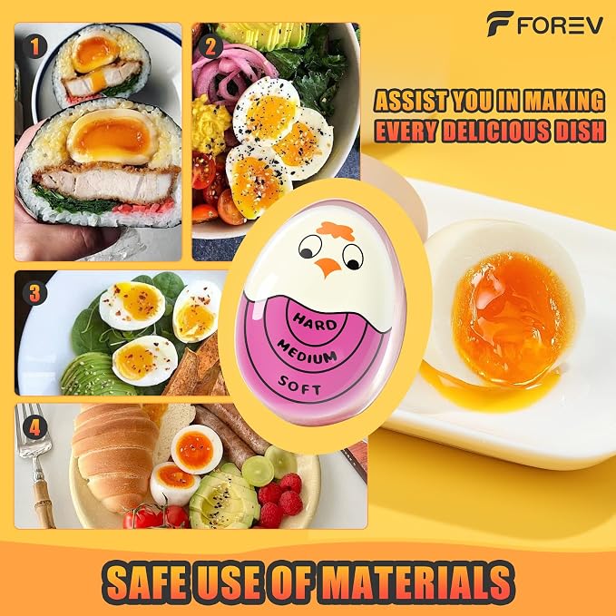 Egg Timer for Hard Boiled Eggs Soft Boiled Color Changing Indicator Tells When Eggs are Ready, Purple 2pcs
