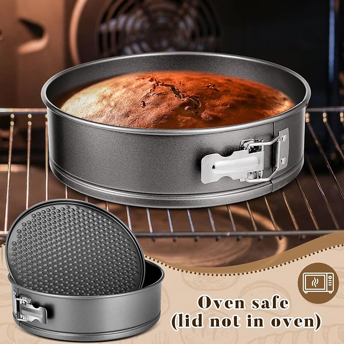 Teenyyou 1 Pcs 10 in Springform Cheesecake Pan with Lid and Removed Bottom Gray Non Stick Round Cake Pan Travel Friendly Carbon Steel Bakeware for Pie Cake Pizza
