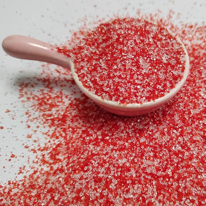 Red White Sanding Sugar Sprinkles, Red & White Sugar Crystals, Edible Sparkling Sprinkles for Cake Cupcake Decorating, Baking Cake Decorations, Cookies Ice Cream Toppings, Wedding Party Christmas Supplies 130g/4.6oz