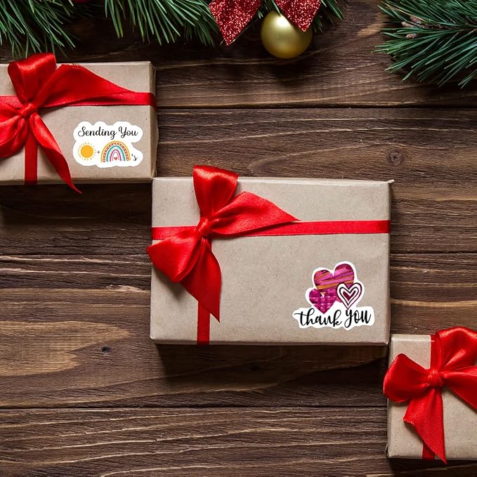 Littlefa Cute Heart Thank You Stickers,Handmade Sticker Label for Business, Online Retailers, Mail Envelopes, Packaging 500 PCS