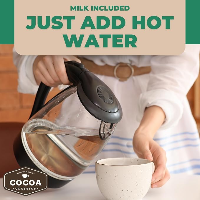 Cocoa Classics Mint Cocoa Mix, Hot or Iced, 1.25oz, 36 Pack | Mint cocoa mix with cool, refreshing flavor and chocolate notes; just add water for hot or iced cocoa with refreshing taste