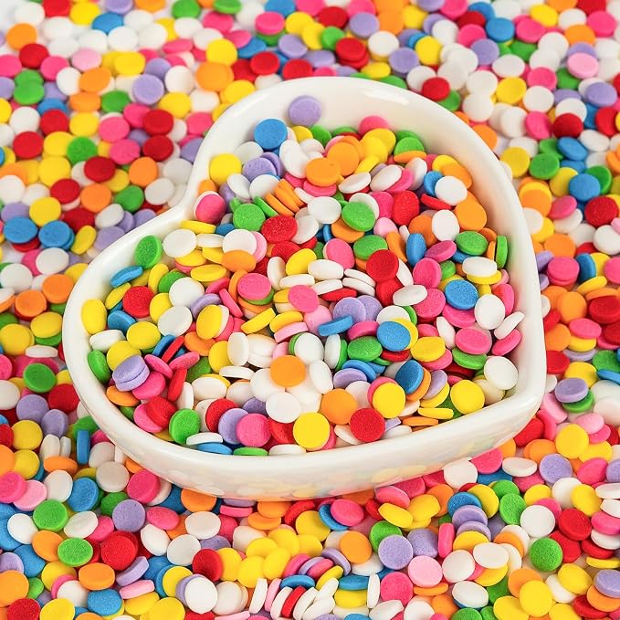 Edible Confetti Sprinkles,Colorful Round Cake Decoration for Desserts,Rainbow Circular Candy,Pastel Circle Sprinkles for Cake Baking,Perfect For Birthday Wedding Party Decorating Supplies