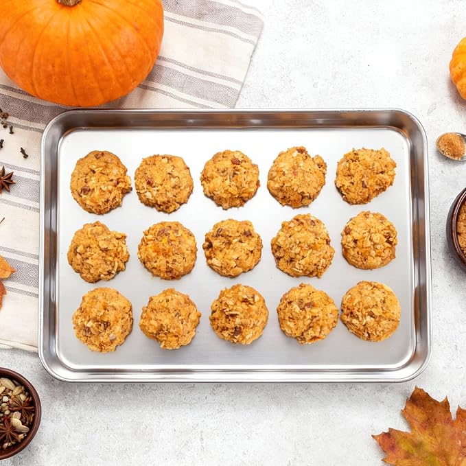 Onader 9 x 13 Inch Baking Sheet Set of 12, Stainless Steel Quarter Sheet Pan for Baking & Roasting, Metal Cookie Toaster Oven Pan Tray, Heavy Duty & Dishwasher Safe (Actual Size: 12.5" x 9.7")