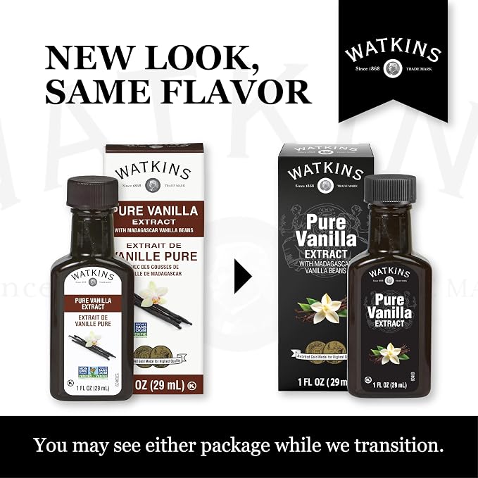 Watkins Pure Vanilla Extract, with Madagascar Vanilla Beans, Non-GMO, Kosher, 1 oz. Bottle, 1-Pack