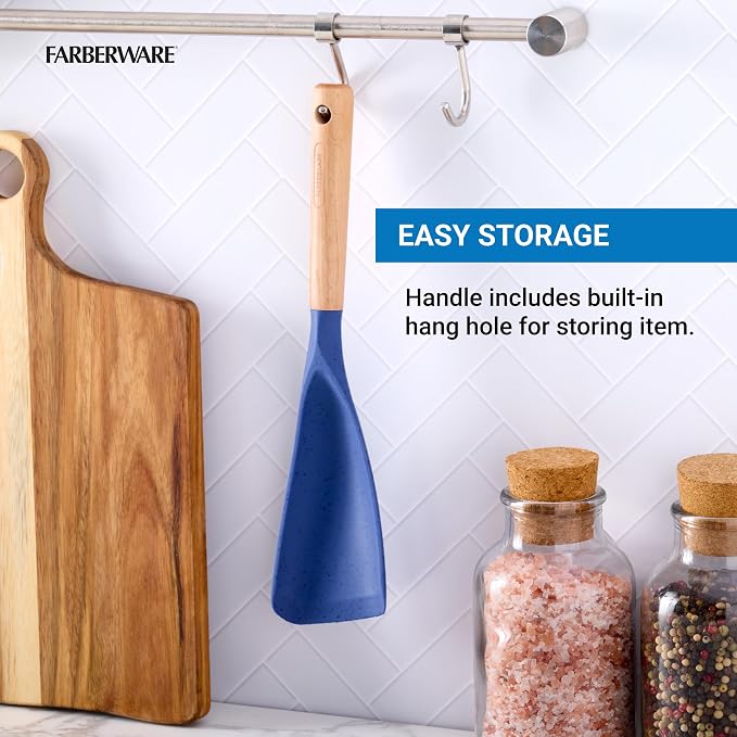 Farberware Multi Tool Scoop Spoonula Versatile Beechwood Kitchen Essential for Lifting, Scraping, and Turning