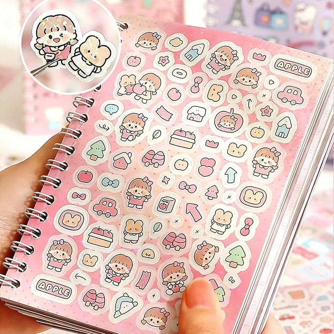 Aesthetic Japanese Sticker Book for Adults – 16 Sheets, 1000+ Cute & Vintage Stickers for Scrapbooking, Journaling, DIY Crafts, Girlhood & Scrapbook Sticker Book