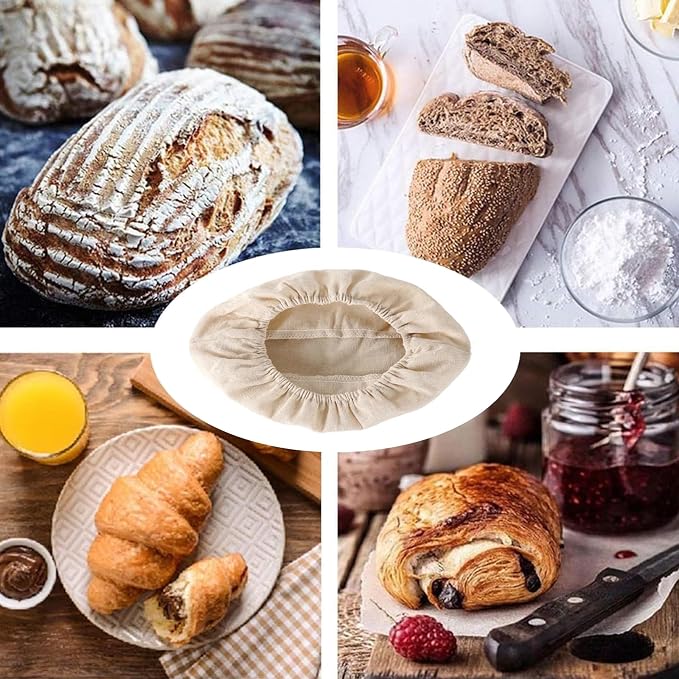 6 Pieces Oval Banneton Proofing Cloth liner, 10 inch Bread Proofing Basket Liner, Sourdough Baking Dough Basket Cloth Liner for Bakery Home Baking (Basket Not Included)(Oval)