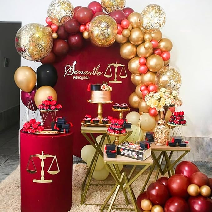PartyWoo Red Pink and Gold Balloons, 140 pcs Ruby Red Pink and Chrome Gold Balloons Different Sizes Pack of 18 Inch 12 Inch 10 Inch 5 Inch for Balloon Garland or Arch as Birthday Party Decorations