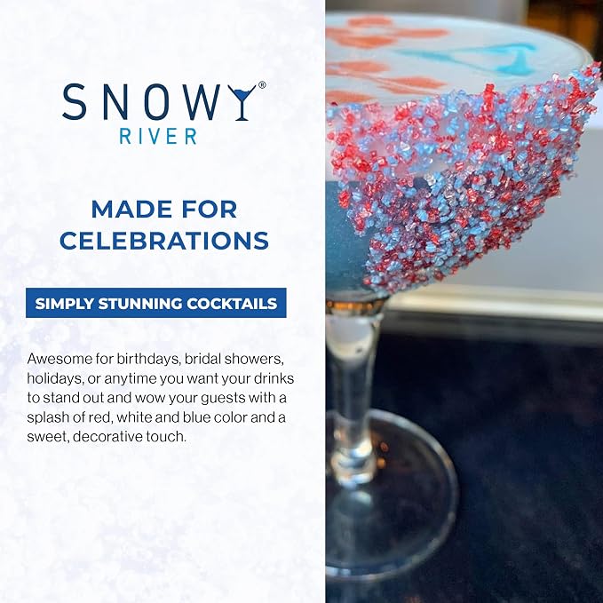 Snowy River Americas, Cocktail & Margarita Sugar Rimmer - Vibrant Naturally Colored Sugar for Cocktail Rimming, Baking & Decorating, Medium Crystal - 80oz