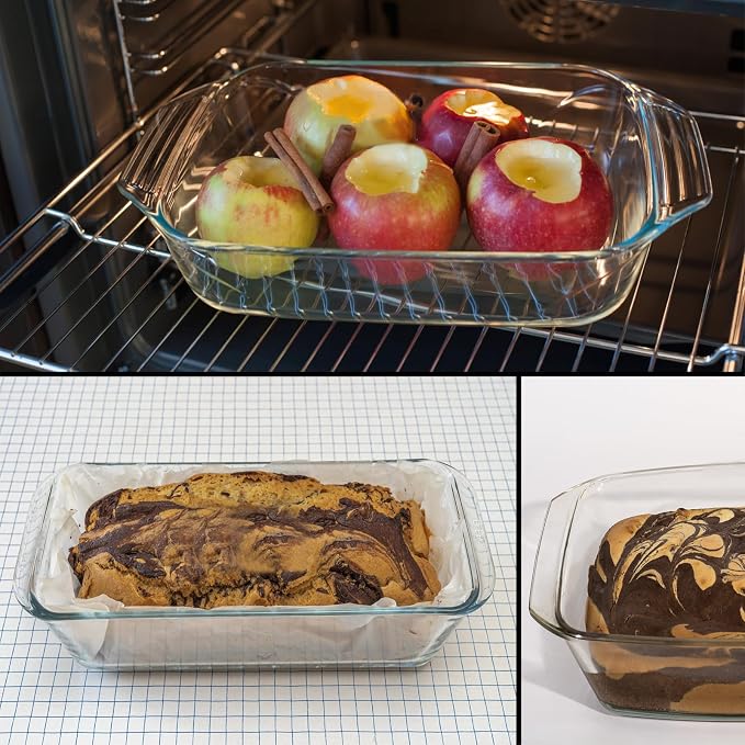 2 Pack 10Inch Glass Bread and Loaf Pan, Food Glass Molds for Baking Banana Bread, Meat Loaf, Pound Cake