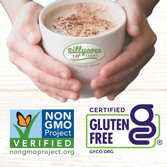 Sillycow Farms Maple Hot Chocolate Mix | Rich Chocolate Delight | Gluten-Free, Non-GMO| Dairy-Free Indulgence with Pure Cocoa Powder & Maple Flavor | Reusable 16.9 oz Glass Bottle (Pack of 3)